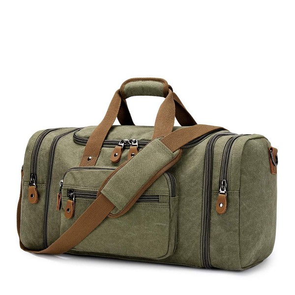 Gonex Canvas Duffle Bag for Travel 50L Duffel Overnight Weekender Bag (Army Green)