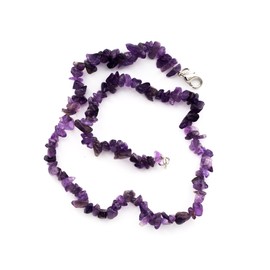 Taddart Minerals - Purple splinter necklace made of natural gemstone amethyst with 45 cm length - handmade, Brass, Amethyst