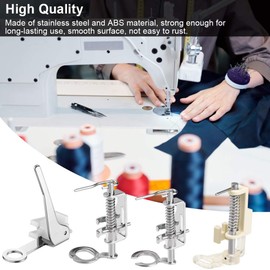 Taucuder Pack of 4 Embroidery Foot Robust Quilting with Storage Box Made of Plastic Foot Presser Feet for Household Multifunctional Sewing Machines Including Toe, Metal Open Tip, Silver/White