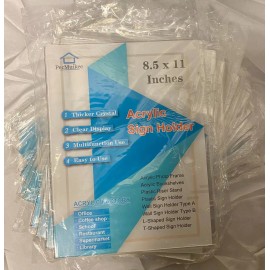 PecMuikee~ 8.5x11" Acrylic Sign Holders, 20pcs, No Drilling, NEW!(Open bx)