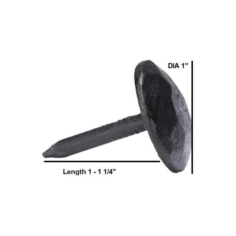 Set of 12 Round Iron Clavos Decorative Nails, Hand-Forged, 1