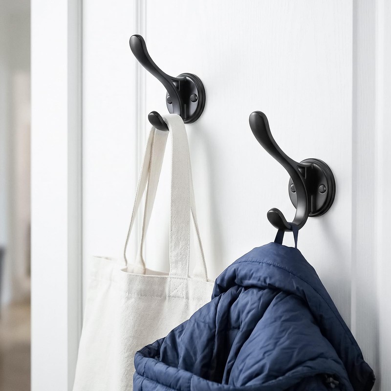 Ruiziiz Black Towel Hook 6 Pack Coat Robe Hook Heavy