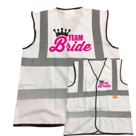 Team Bride! White Hi Vis Vest -Ideal For Hen Do & Hen Nights Party Or Wedding XXL