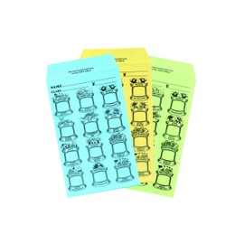 JTH Creative Works 英語月謝袋 3色セット(グリーン・ブルー・イエロー各5枚) 合計15枚 English Monthly Lesson Fee Envelopes
