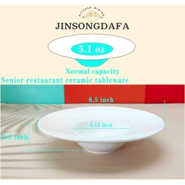 jinsongdafa Ceramics Rimmed Soup Bowls 5.1 oz, White 8.5 inch Exquisite small soup plate Set of 4, Pasta plates With Rim is the best choice for hotels, kitchens, fine restaurants and gourmets