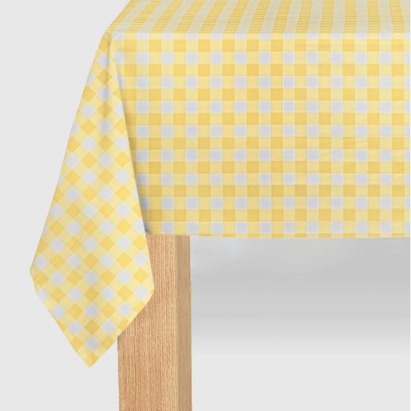 Coterie Yellow Gingham Paper Tablecloth | Rectangle Tablecloth/Table Cover for