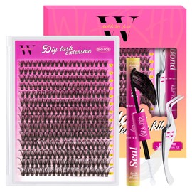 Lash Extension Kit 280PCS Eyelash Clusters 40D DIY Eyelash Extension Individual Lashes Natural Lash Clusters Kit with Lash Bond and Seal, Tweezers(D-Mix9-16mm)