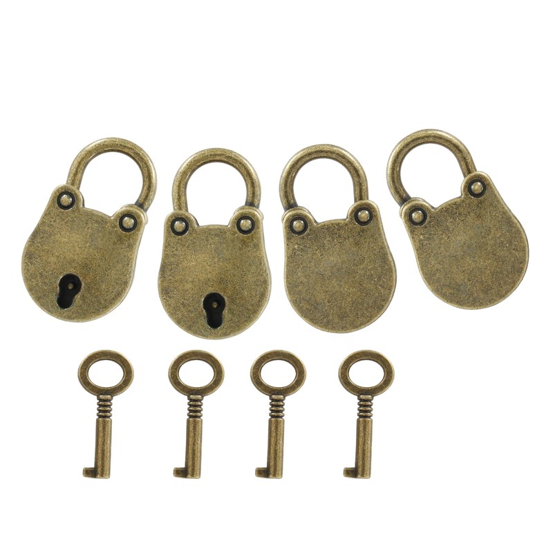 Luomorgo 4 Pcs Antique Bronze Padlock, Vintage Padlocks Retro Metal