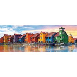 Trefl Panorama Groningen, Netherlands 1000 Piece Jigsaw Puzzle Red 38"x13" Print, DIY Puzzle, Creative Fun, Classic Puzzle for Adults and Children from 14 Years Old
