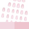 SINHOT Round Press on Nails Short - Pink Crocodile Print