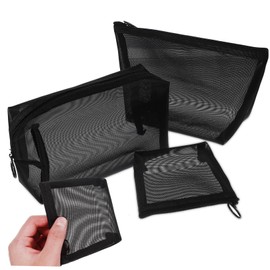 Vaguelly 3 Pcs Mesh Makeup Bags Set Zipper Toiletry Pouches for Travel Lightweight Cosmetic Organizers for Women Vanity Bags for Outdoor Use