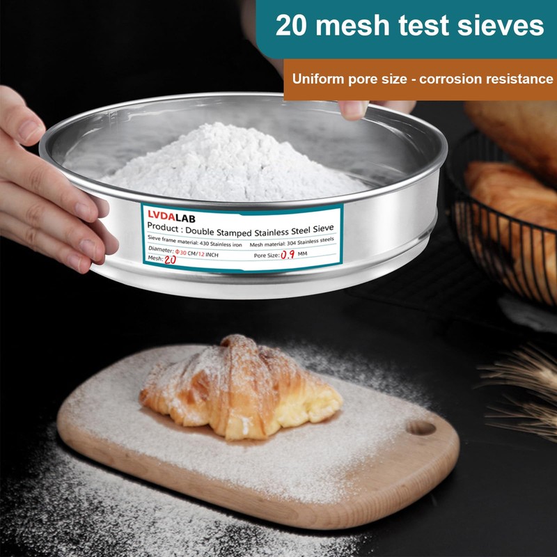 LVDALAB 304 Stainless Steel Lab Sieve Screen Mesh, 20 Mesh