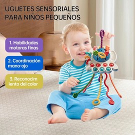 XGHEO Juguetes Sensoriales Infantiles de Silicona, Juguetes de Actividades con Correa de Silicona Alimentaria, Juguetes para Niños de Motricidad Fina,Juguetes de Actividad de Pulpo