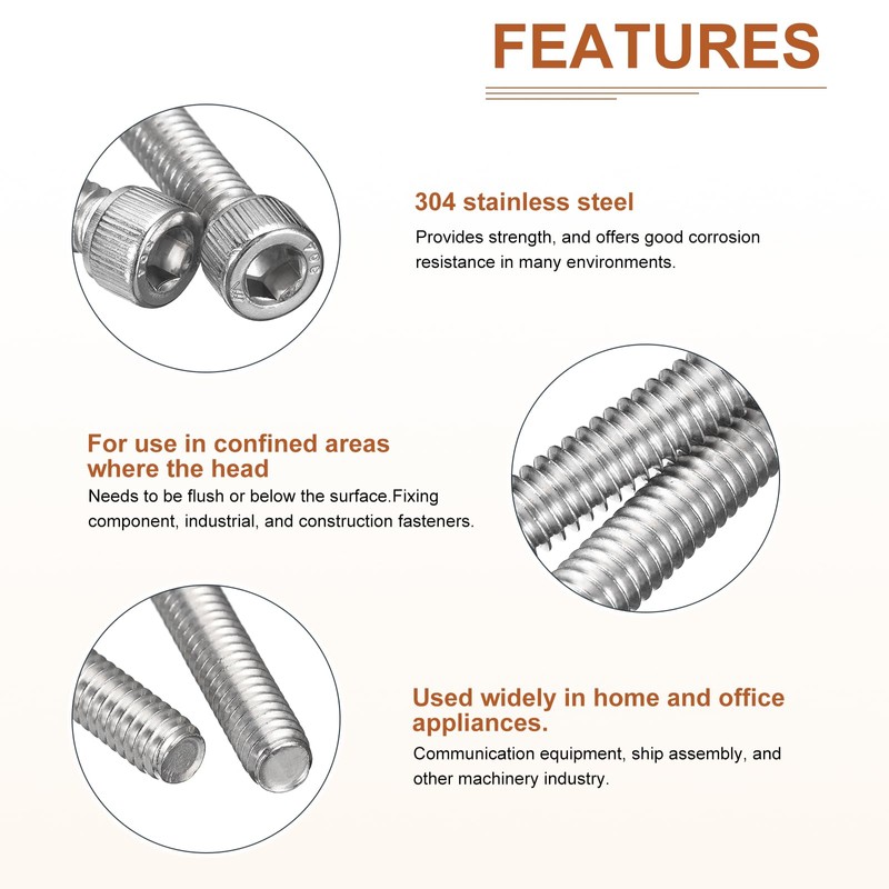 DTGN M6x75mm Socket Head Cap Screws Bolts, 10Pcs 304 Stainless
