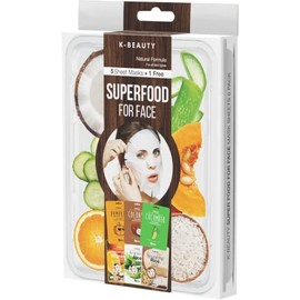 Saplaya K-Beauty Facial Skincare Natural Beauty Multi-Pack Face Sheet Masks Balanced Skin Care Made In South Korea (Superfood (Pumpkin, Coconut, Cucumber, Vitamin-C, Aloe, Rice))