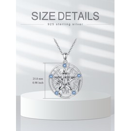 Dorunmo Tetragrammaton Necklace 925 Sterling Silver Tetragrammaton Amuleto de Proteccion Pagan Pendant Pentagram Amulet Jewelry for Women