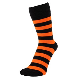 ZAKIRA Finest Combed Cotton Striped Dress Socks for Men, Women, 6-10 (UK), Orange/Black