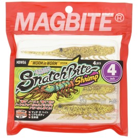 HARIMITSU MBW06 Worm Magbite, Snatch Bite, Shrimp, 4 Inch, Kinkira Shrimp #02 Lure