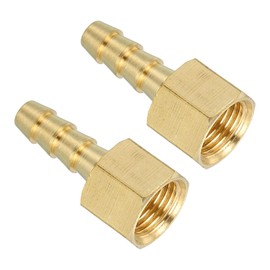 sourcing map 2pcs Brass Hose Barb Fitting, 3/16" Barb x 1/8" NPT Female Brass Barb Pipe Fitting Adapter for Connect Pipes Mechanical Devices Plumbing Equipment