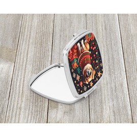 Caroline's Treasures Tibetan Spaniel Christmas Compact Mirror Decorative Travel Makeup Mirror for Women Girls Gifts Pocket Makeup Mirror Folding Handheld