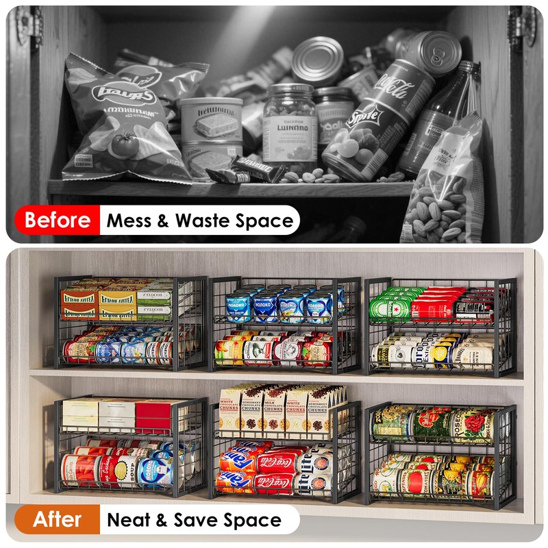 X-cosrack 2 Packs Stackable Can Rack Organizer for Pantry, 2-Tier