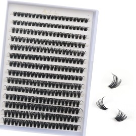 Individual Lashes, 280 Pcs Cluster Lashes D Curl Eyelash Extensions 8-16MM Natural Volume Eyelash Clusters DIY Lash Extension for Beginners(50D 8-16mm)