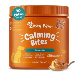 Unbranded Suntheanine Enhanced Calming Chews for Dogs – 90 Count Peanut Butter Treats
