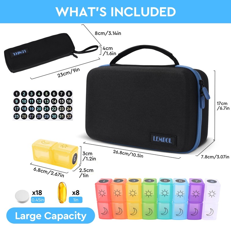 Monthly Pill Organizer 2 Times a Day, 30 Day Pill