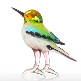Tooarts Too-arts Tiny Bird Glass Sculpture Ornament Bird Figurine Hand Blown Statue Multicolor
