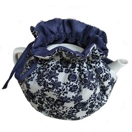 Cotton Tea Cozy, Blue Flower Tea Pot Warmer Vintage Decorative Dust Proof Teapot Cover with Insulation Pad to Keep Tea Warm, Tea Cosy for Kitchen Home Office Restrant Decro