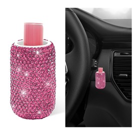 ZNDAW Upright Car Chapstick Holder, Bling Strong Adhesive Vehicle Lip Balm Holder, No Melt Upright Insulating Lipstick Organizer for Car, Sparkling Rhinestone Auto Interior Accessories (Pink)