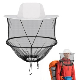 Mosquito Net Hat, Mosquito Hat, Beekeeper Hat Head Hat, Hat with Mosquito Net, Sun Protection, Foldable, for Outdoor Hiking, Camping, Fishing, Garden Hat, Unisex Adult (A)