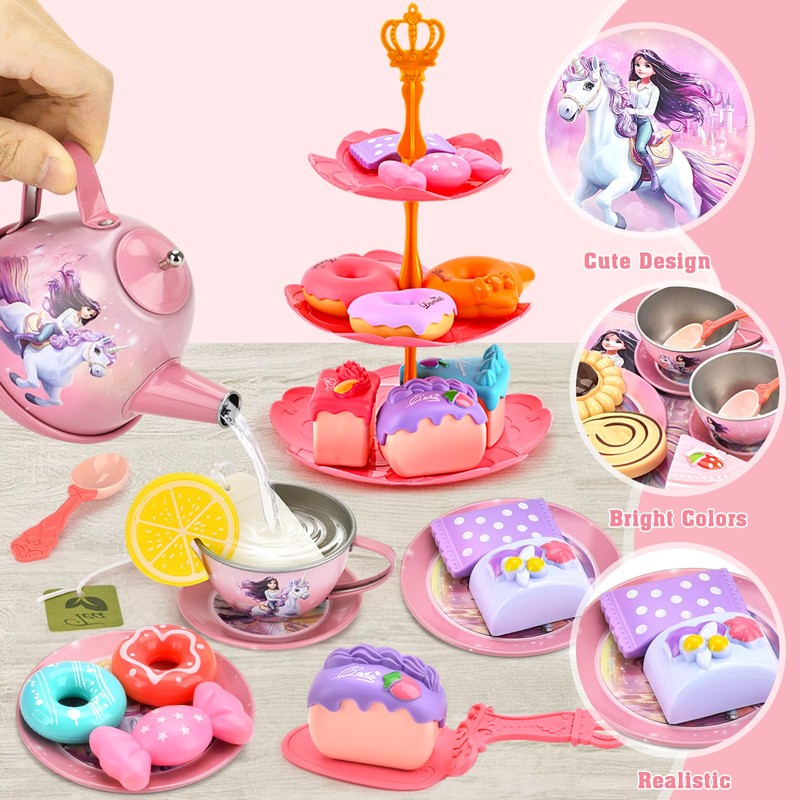 SACBRZZ Tea Set Children's Kitchen Accessories, Tea Set Wooden Toy,