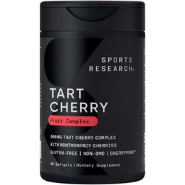 Sports Research Tart Cherry Capsules - Made from Montmorency Tart Cherries - Non-GMO & Gluten Free - 60 Liquid Softgels