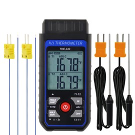 Thermocouple Thermometer Digital K Type Thermometer with 4 Thermocouples, -328~2500℉ Measuring Range HVAC Dual Channels Temperature Meter Gauge with LED Backlight & ADJ Compensation