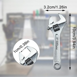 oupados Adjustable Spanner Mini Adjustable Spanner Silver Professional Adjustable Wrench for Industry, Household, Multifunction Wrench 10 x 3 x 1 cm