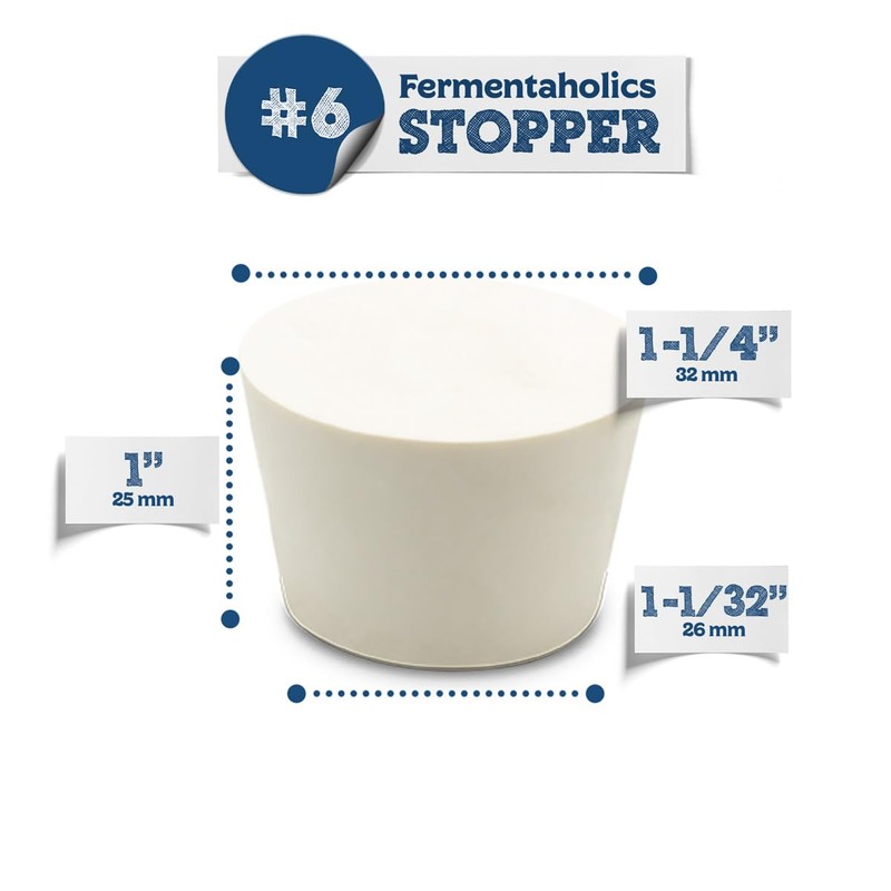 Fermentation Rubber Stoppers Solid Bungs - #6 Rubber Stopper -