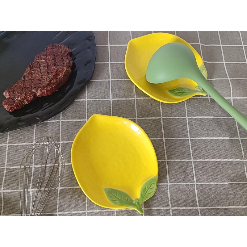 Ceramic Spoon Rest for Stove Top, Lemon Cute Spoon Rest