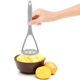 Hemoton Silicone Potato Masher Heavy Duty Kitchen Tool with Non-Stick Handle for Mashing Potatoes Avocado Beans and Vegetables 10.4 Inch