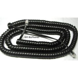 Generic Lot of 5 Flat Black Long Handset Phone Cord Curly Landline Generic Charcoal 25Ft