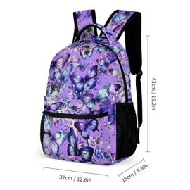 Butterfly Backpack with Lunch Box & Pencil Case for Kids Girls Boys School, 16 Inch Cute Butterfly Bookbag, School Backpack for Students Children, Lightweight, Large Capacity