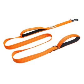 YALAVA 5ft Double Handle Dog Leash, 1 inch Heavy Duty Dual Padded Handle Leashes, Traffic Handle & Reflective Walking Lead for Small Medium Dogs, Orange