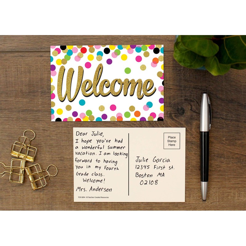 Teacher Created Resources Confetti Welcome Postcards (8894)