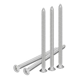 DTGN 25Pcs #12x3-1/2" Flat Head Wood Screws, 304 Stainless Steel Phillips Self Tapping Screws - Good for Woodworking, Furniture - Silver