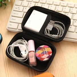 Waterproof Zipper Bag for Earphone & Cable Storage Travel Black BL07583 100ea