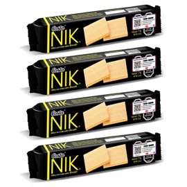 Nik Costa Galletas Oblea Bocado. Traditional Chilean Wafer Cookies Custard Cream Filled. 4 Packs x 71 Grms (2.5 Oz) Each