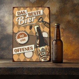 Finest Folia RV002 Aluminium Sign 30 x 20 cm Decorative Hobby Sign for Garden Living Room Garage Outdoor Decoration Retro Chalkboard Hobbies Weatherproof Robust Stable RV002 (15 Beers)