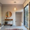 KOKAiZeeKi 1-Light Large Pendant Light Vintage Farmhouse Smoke Gray Glass