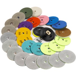 ZYZLE Diamond Polishing/Sanding Pads Wet/Dry 50-10000 Grit for Marble, Countertop, Quartz, Tile, Granite, Concrete, Stone - for Drill Grinder Polishers (5 INCH)