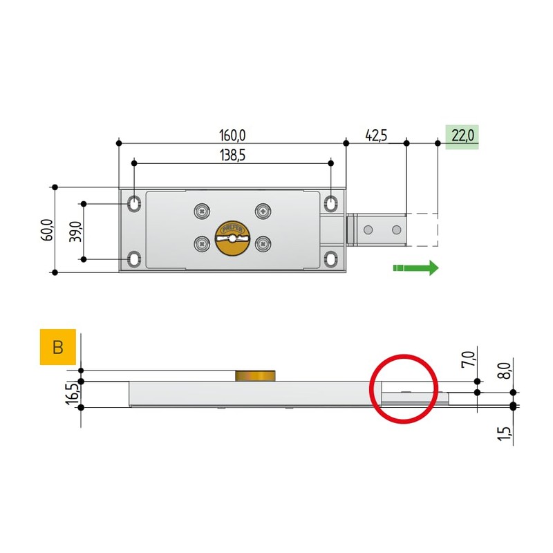 Side Lock for Shutter Art. 8632 with Latch to a